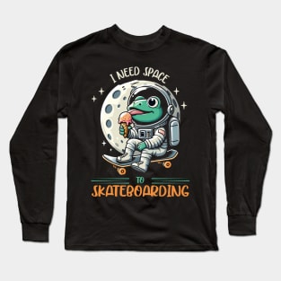 Frog On Skateboard Long Sleeve T-Shirt